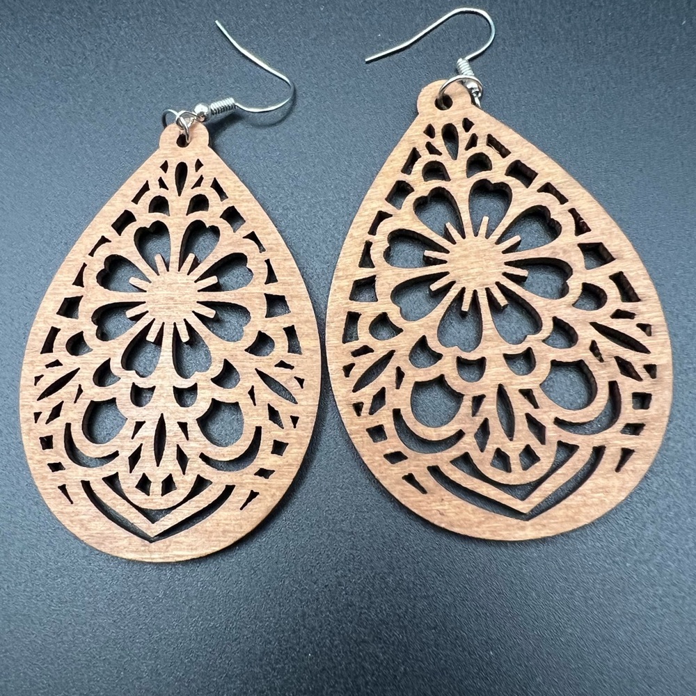 Artisan Teardrop Earrings in Natural Brown